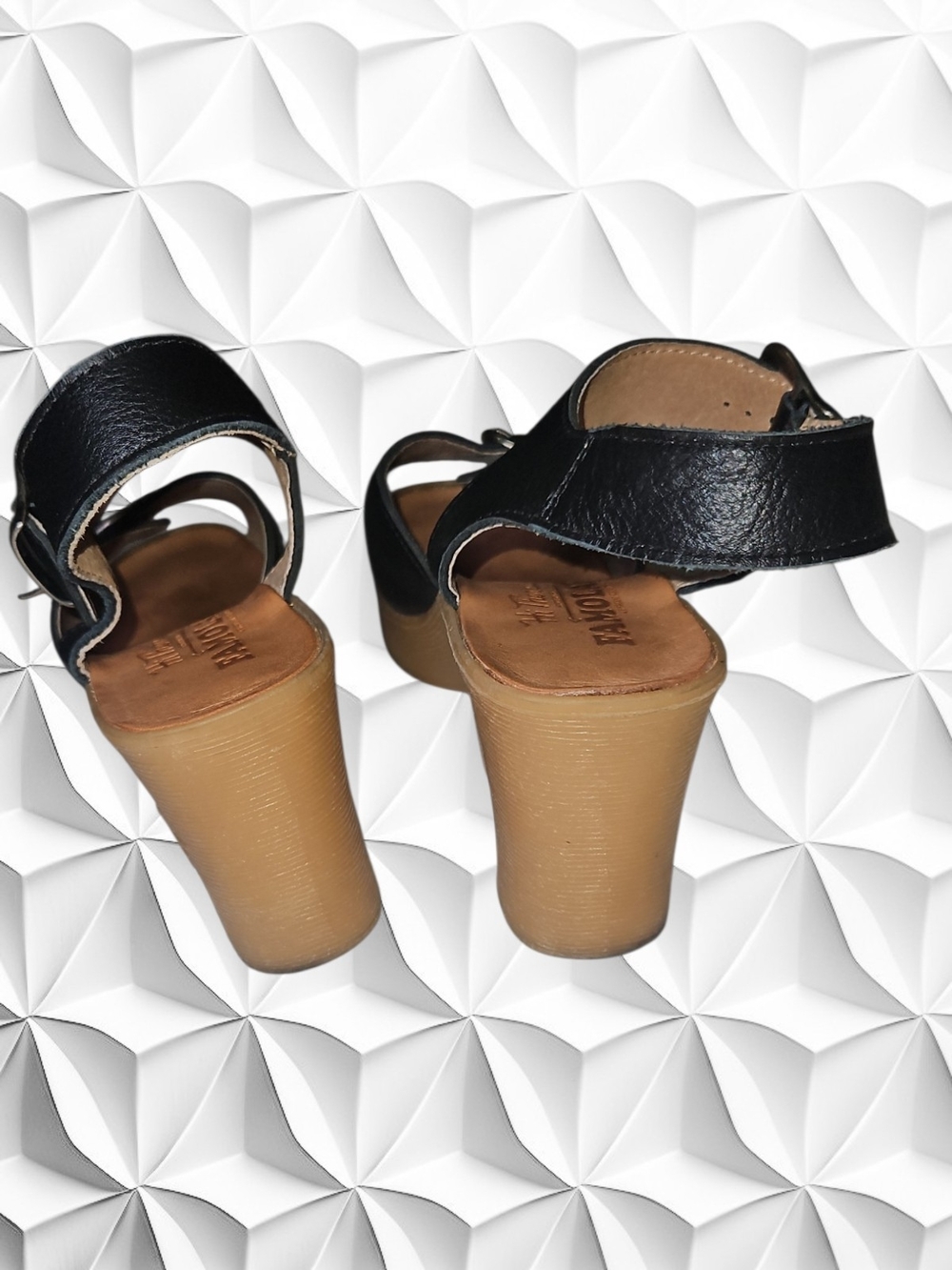 Famolare Black Leather Hi-There Wavy Sole Platform Wedge Sandals Size 11 - Picture 7 of 9